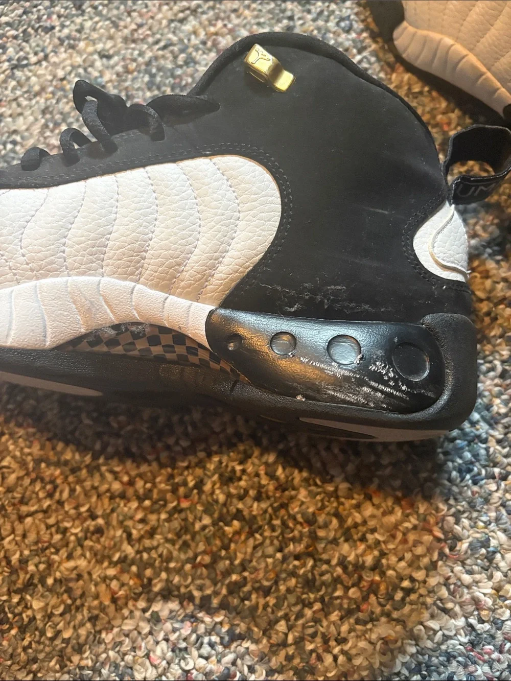 Jordan Kids Black and White Sneakers with Gold Jumpman